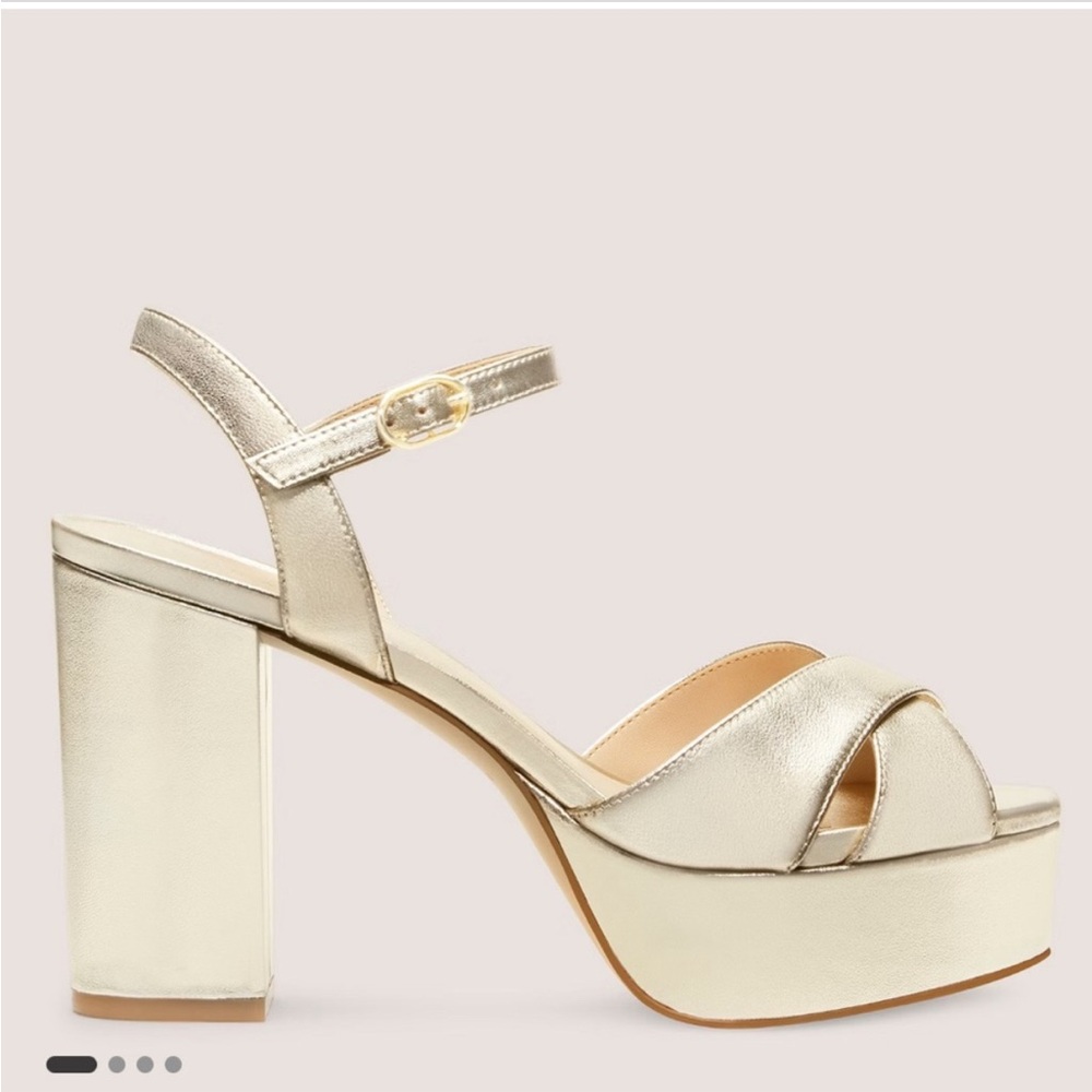 BRAND NEW Stuart Weitzman Gold Block Heels